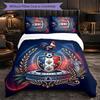 France Football Pattern 3 Pieces Bedding Set Soft Microfiber Duvet Cover with Pillow Cases for Bedroom