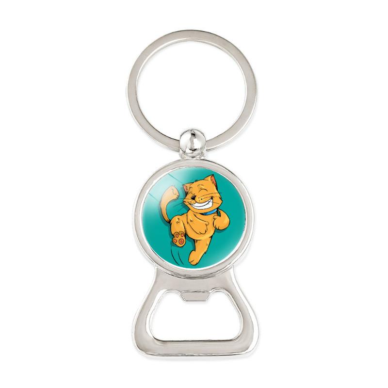 Adorable Cartoon Cat Time Gem Bottle Opener Keychain Cute Creative Car Accessory
