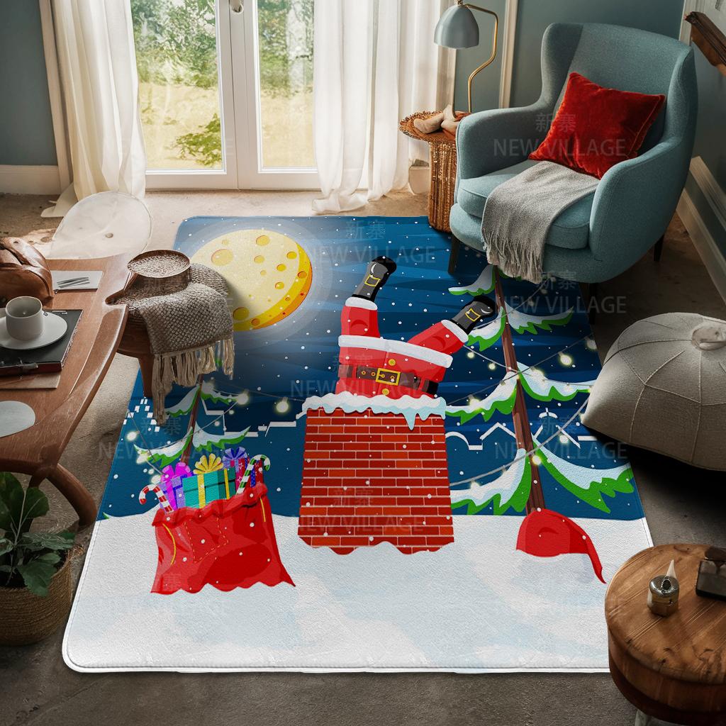 House Entrance Carpet Home Door Mat Living Room Bath Foot Bathroom Non-slip Water Absorption Rugs Bath Merry Christmas Winter