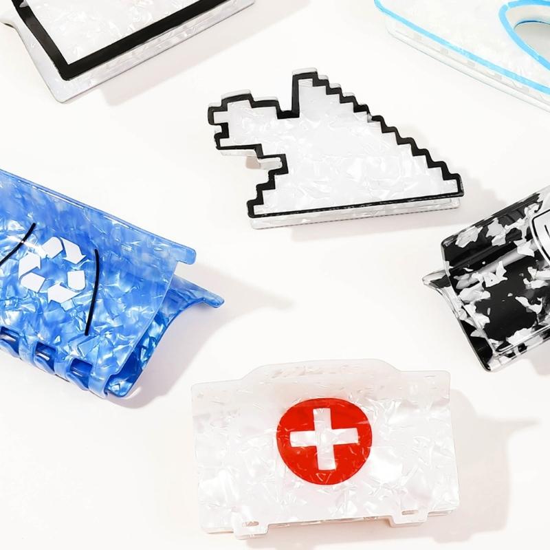 Internet Celebrity Taking Photo Ponytail Hair Claw with Shimmering Novelty Shape Hair Catch for Woman Teens Ponytail