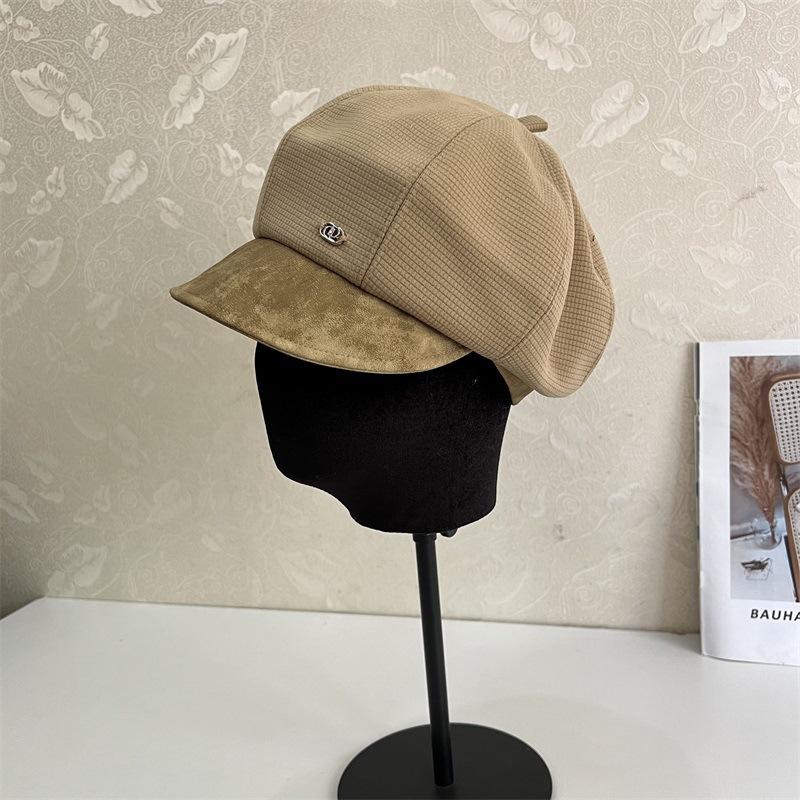 

New star anise hat spring and autumn painter hat women s casual versatile face little beret tide M（56-58cm） темно-коричневого кольору