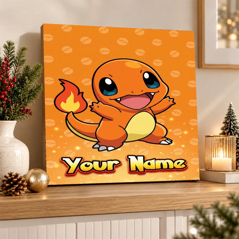 Charmander Custom Name Diamond Painting Personalized 5D Full Drill DIY Diamond Art Home Decor