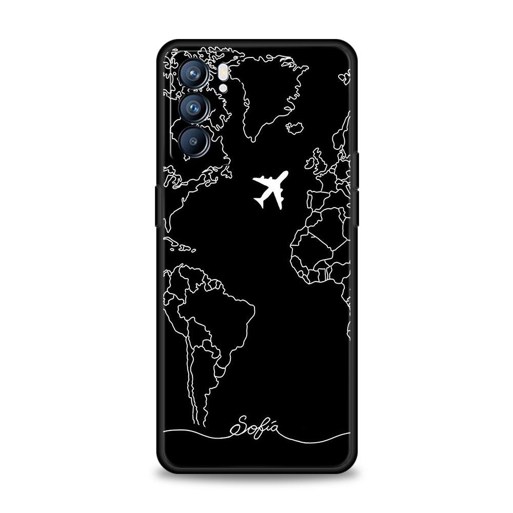 

Cartoon World map scenery direction For Oppo Reno8 Reno7 Reno6 Pro A54 5G Find X6 X5 A53 A52 A9 A15 A17 A16 A57 A31 Phone Case Oppo A54 5G