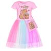 Girls star rainbow lace copybara print dress