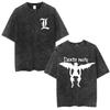 Anime Death Note Shinigami Ryuk Washed T Shirt Manga Light Yagami L T-shirt Men Women Cotton Short Sleeve T-shirts Streetwear