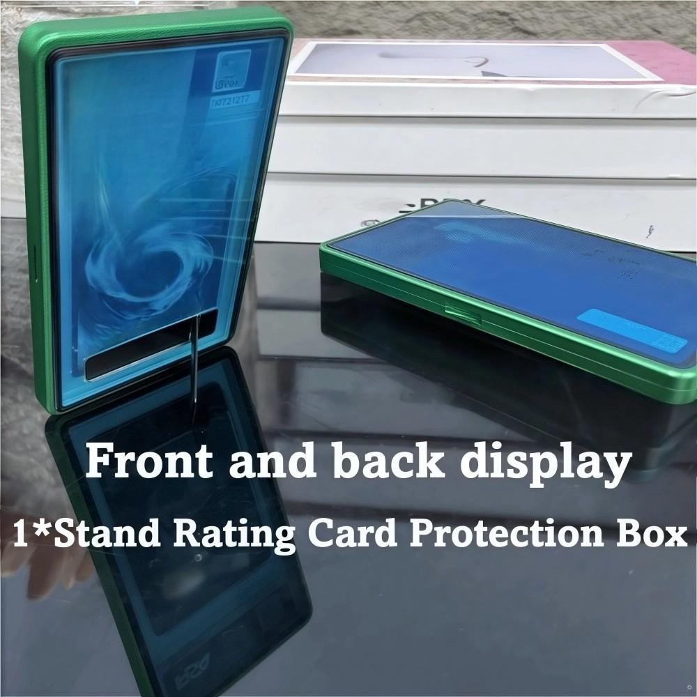 2-in-1 PSA/CGC Graded Card Protective Box with Stand Transparent Metal Magnetic Case UV Protection Double-sided Glass