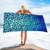 Blue Gradient Leopard Beach Towel Single Sided 2DPrint Soft Microfiber Absorbent Towel For Pool Beach Bath Time Bold Trendy Vibe