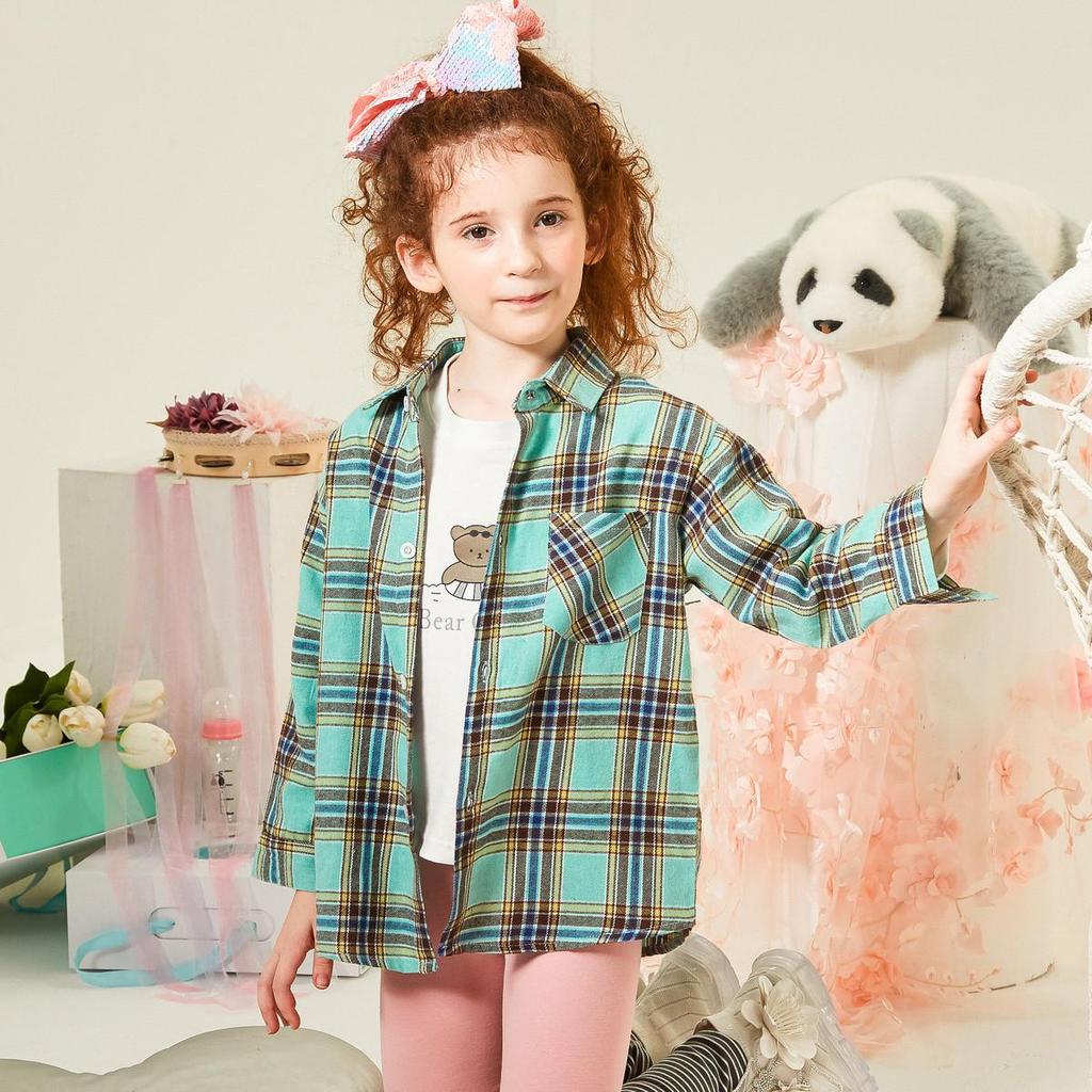 Plaid Long Sleeve Shirt for Older Boys & Girls - Versatile Spring/Autumn Children's Outerwear