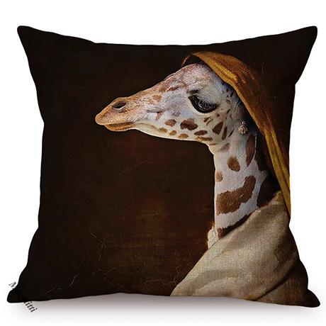 Cat Funky Portrait Style Sofa Decorative Throw Pillow Case Gentleman Animal Oil Painting Art Cotton Linen Cushion Cover Cojines