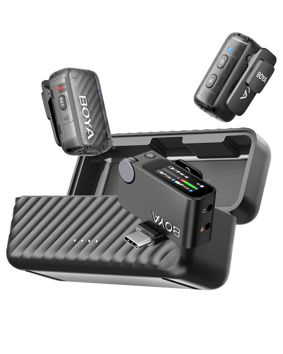

BOYA BOYAMIC 2 (2 TX + 1 RX + Charging Case) Wireless Lavalier Microphone, Ultra-Lightweight, 32-bit48kHz Audio, 54 Hours of Use, AI Noise