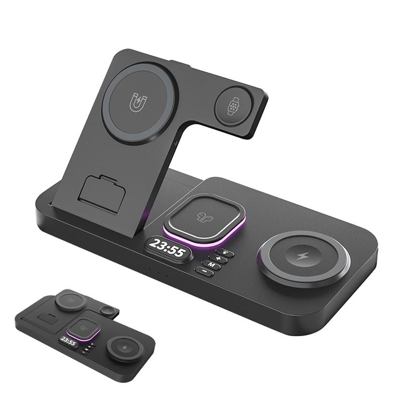 

30W Digital Clock Wireless Charger RGB Night Light Fast Charging Station for Smartphone Airpods Pro Watch Stand