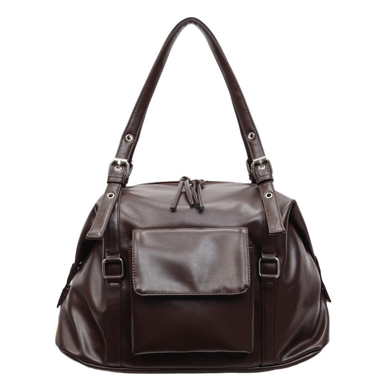 Large Capacity Shoulder Bag, Soft Leather Underarm Crossbody Bag, Street Style Hot Girl Tote Bag, Multi-pocket Commuter Bag
