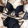 French Sexy Hollow Lingerie Set Women Ultra Thin Lace Bra Set Summer Mesh Breathable Underwear Fish Bone Tops Intimates Bras