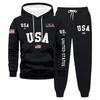 Men's Large Size Solid Color Printed Sweatshirt Set Men's Casual Sports Suit Sweatshirt Set