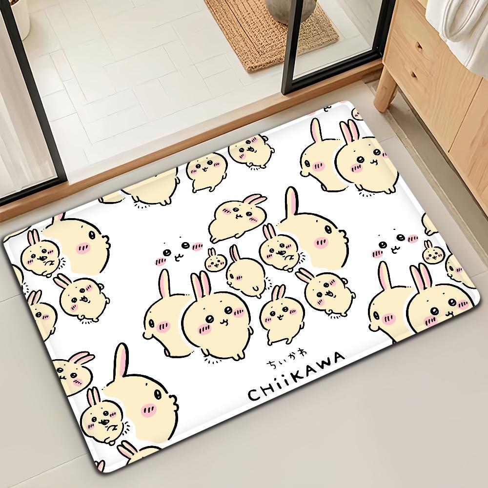 Cute Cartoon C-Chiika-waE Usagi Door Mat Bath Microfiber Decorative Versatile Flannel Floo Mat Quick Dry Absorbent Non-slip Sole