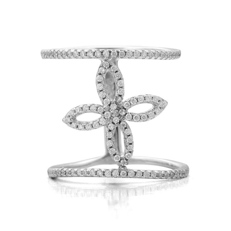 925 Sterling Silber Blumenlinien Kristall Zirkon Micro Pave Fashion Party Ring für Frauen im europäischen Stil edler Schmuck