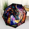 1pc Stained Glass Dragon Automatic Folding Umbrella with 8 Bones, 3-Fold Compact Umbrella, Compact Design On-the-Go Essential, casual outdoo