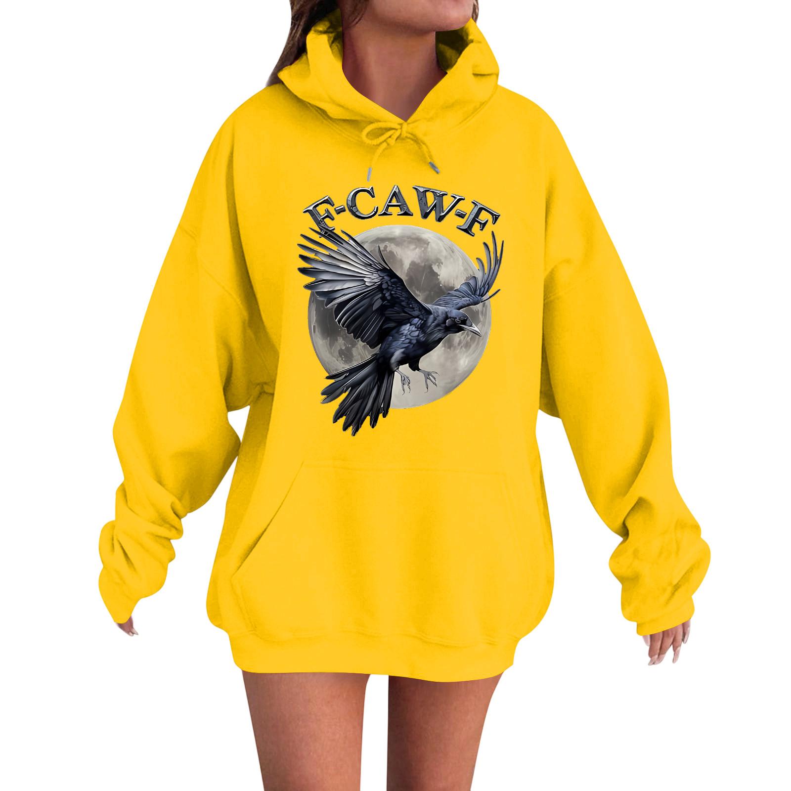 

Женская модная повседневная толстовка с длинным рукавом, свободного кроя, с принтом XL жёлтый