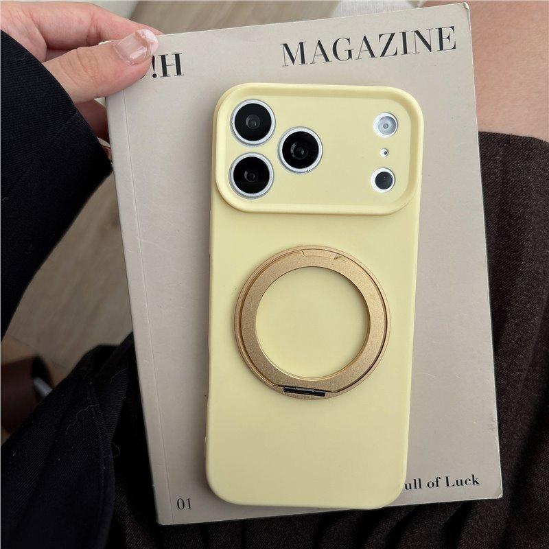 Applicable to Apple 17 Pro mobile phone case, simple skin feeling, metal ring bracket, Apple 16 anti-drop 15 protection 14 sets