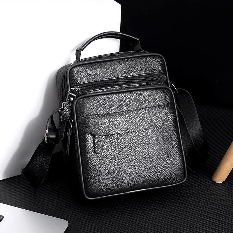 Men's Genuine Leather Crossbody Shoulder Bag - Top Grain Cowhide, Small Storage, Tool Bag