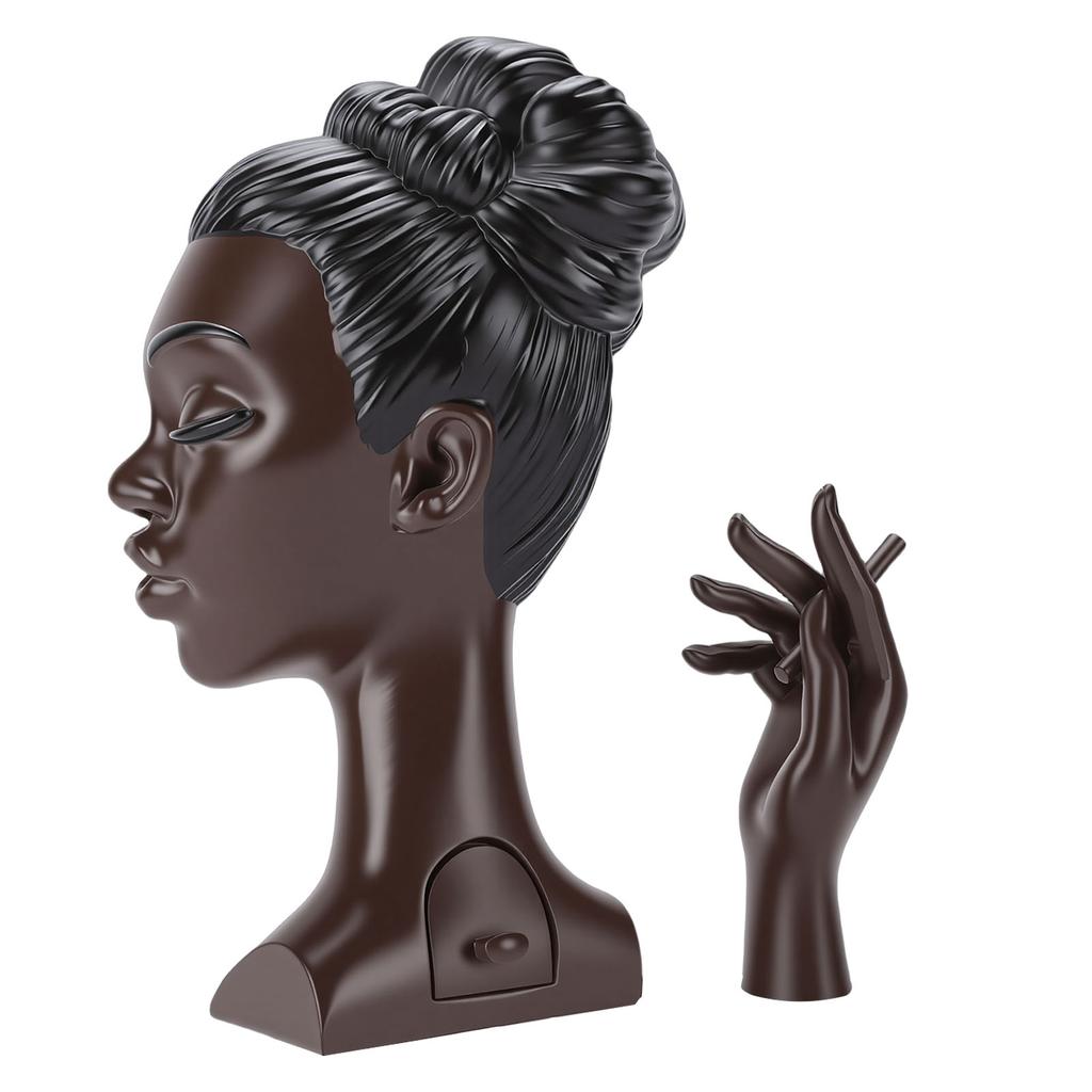 Head Scents Holder Funny Elegant Black Women Head Shaped Resin Home Office Desk Decor for Incense Style B Eyes Closed