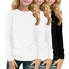 Children's Long-sleeved O-neck Top Solid Color Daily Casual(3pc)