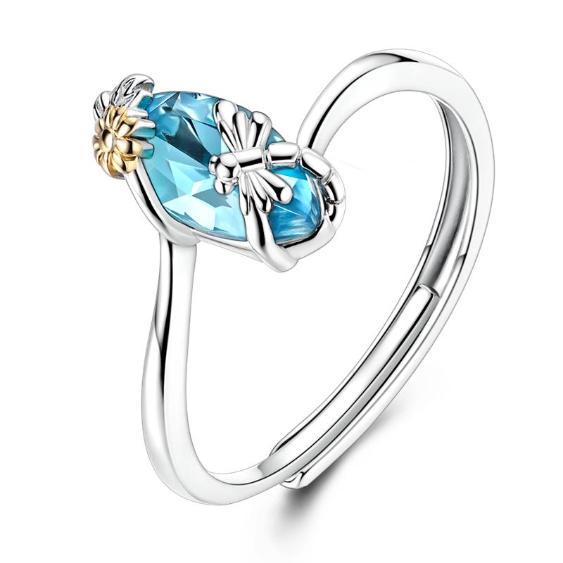 Original Design 925 Silver Blue Zircon For Ring Fit Women Wedding Wedding Wedding Engagement Silver Gift