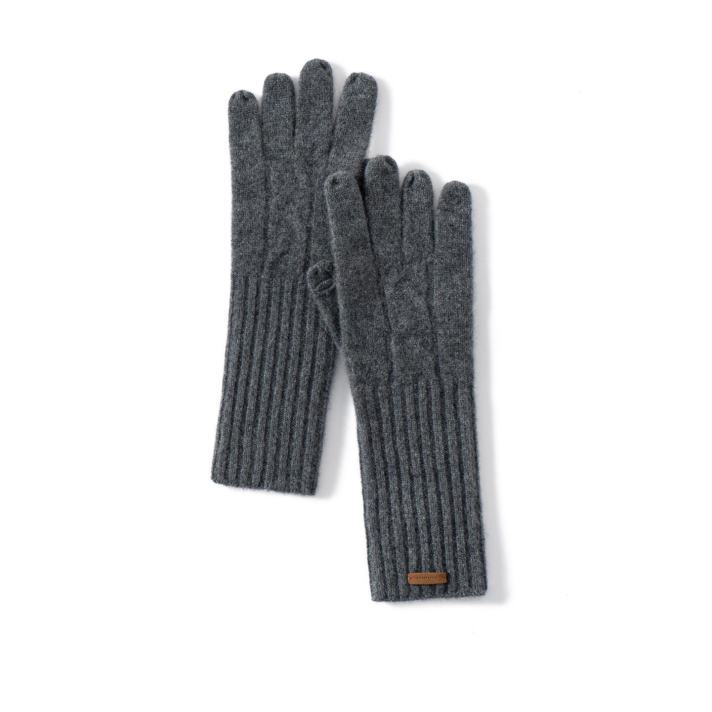 Retro Cable Knit Gloves - 100% Pure Cashmere, Super Soft and Warm Women s Gloves One Size темно-серого