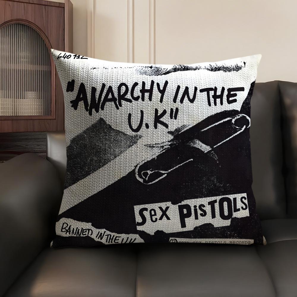 Sex P-Pistols Rock Cushion Cover Natural Linen Organic Fabric Double-Sided Printing Sofa Home Decor Gift Pillow Case