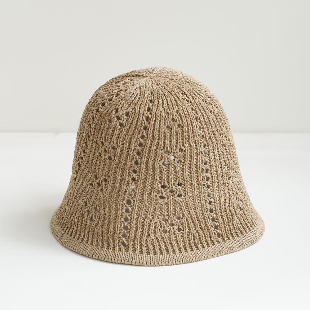 New Sun Hat Brim Floppy Summer Hats For Women Beach Panama Straw Dome Weave Bucket Hat Hollow Out Female Hat Knitted Women Hat