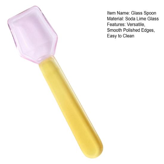 Handmade Colored Glass Spoon for Breakfast Dessert Heat-Resistant Spoon for Oatmeal