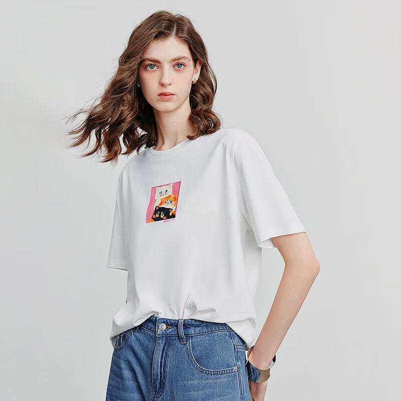 Chuyu Women's Cute Cat Print Cotton T-Shirt