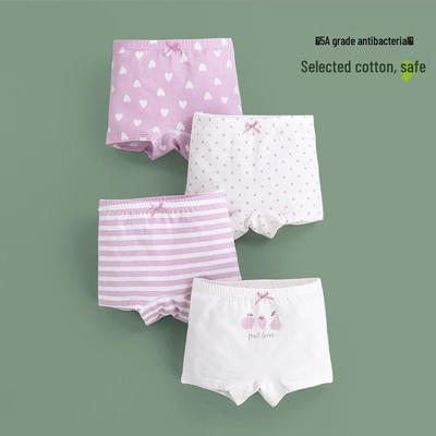 Korean Style Girls' Breathable Cotton Briefs, Summer Four-Corner Shorts, Class A Underwear for Small and Medium Children