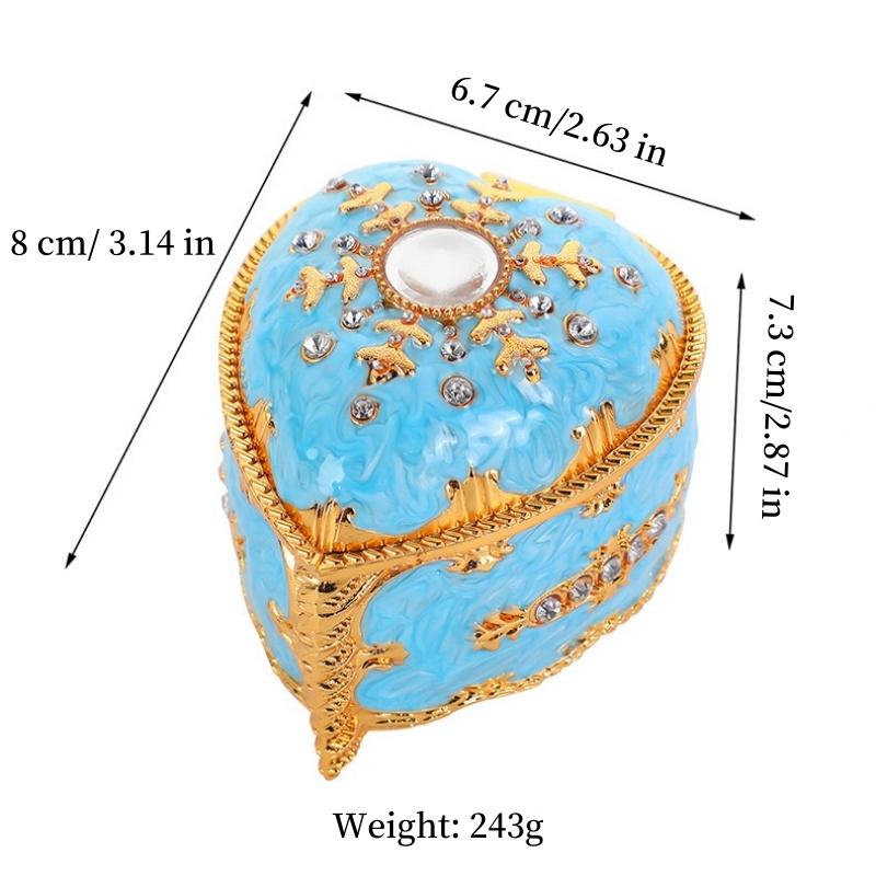 Heart Shape Jewelry Storage Box Inlaid Gem Organizer Exquisite Enameled Alloy Storage Jar Earrings Ring Unique Gift for Family