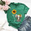 Elephant Sunflower Print Shirt Women Casual Short Sleeve O Neck Tee Tops 90S Harajuku