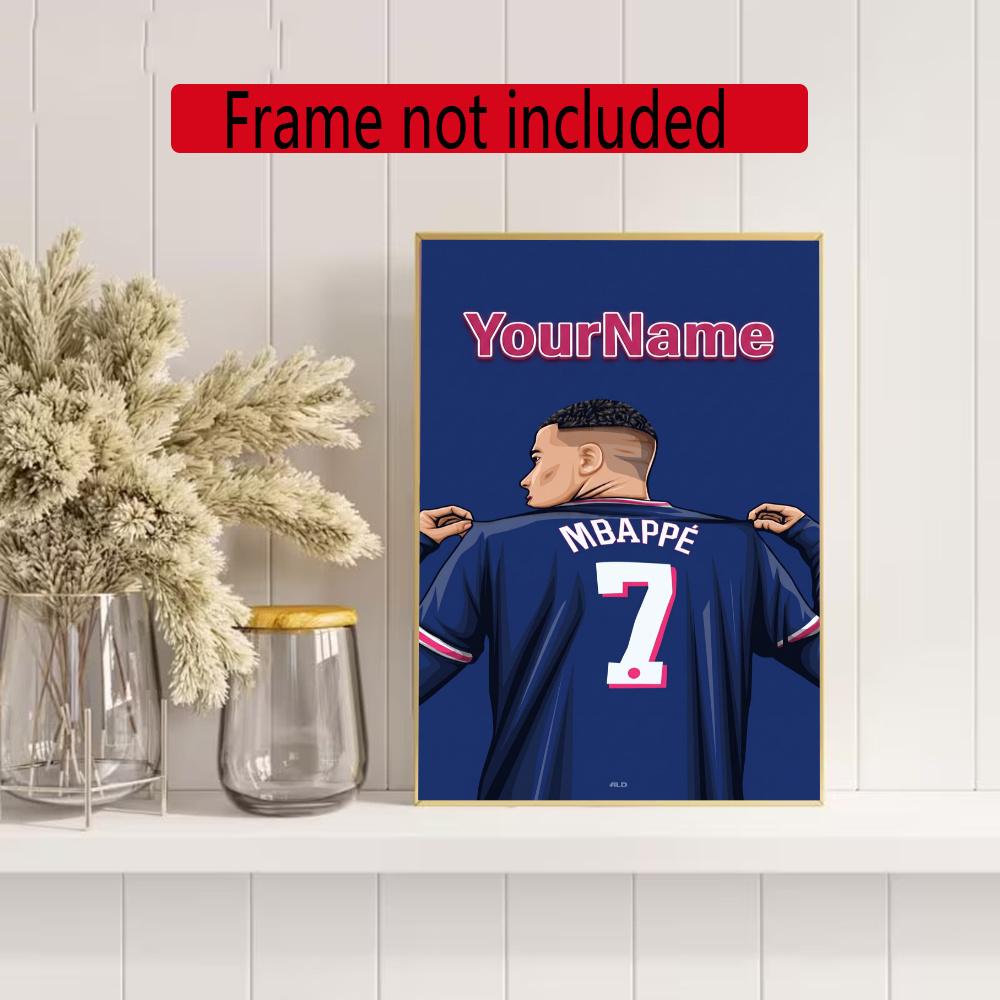 Mbappe Customize Your Name Diamond Painting Round Diamond Diy Frameless Holiday Artwork Suitable For Home Office Wall Decoration