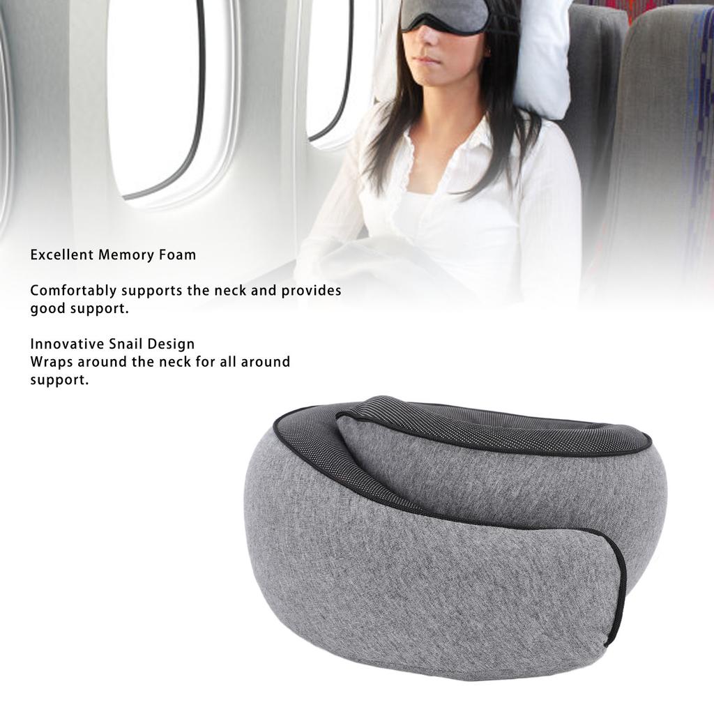 Neck Pillow Foldable Breathable Polyester Fiber Portable Memory Foam Travel Neck Pillow Gray