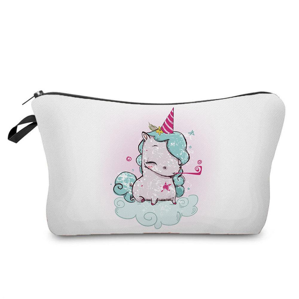 Women Unicorn Print Cosmetic Bag Toiletries Organize Travel Storage Case 6365 KTB