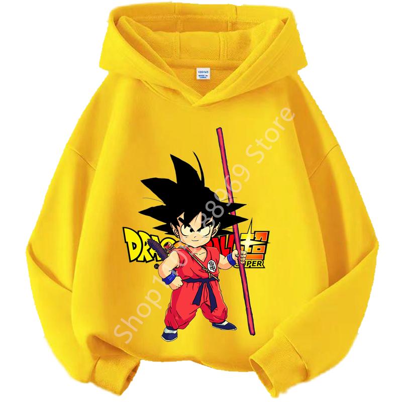 Dragon Ball Chibi Characters Kids Hoodie 100-160 Size 3-12 Years Boys Casual Sporty Children's Sweatshirt