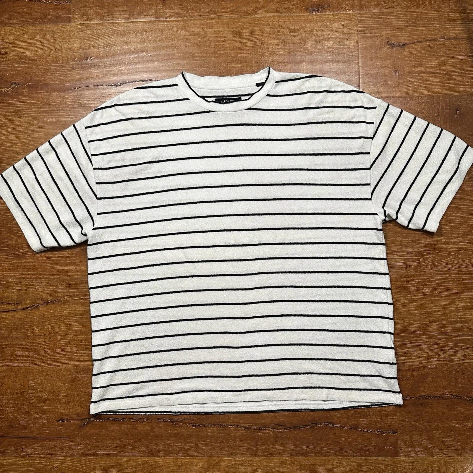 

All Saints Трикотажная футболка Мужская XL Белая полоска Свободный крой Круглый вырез Минимализм 2XL