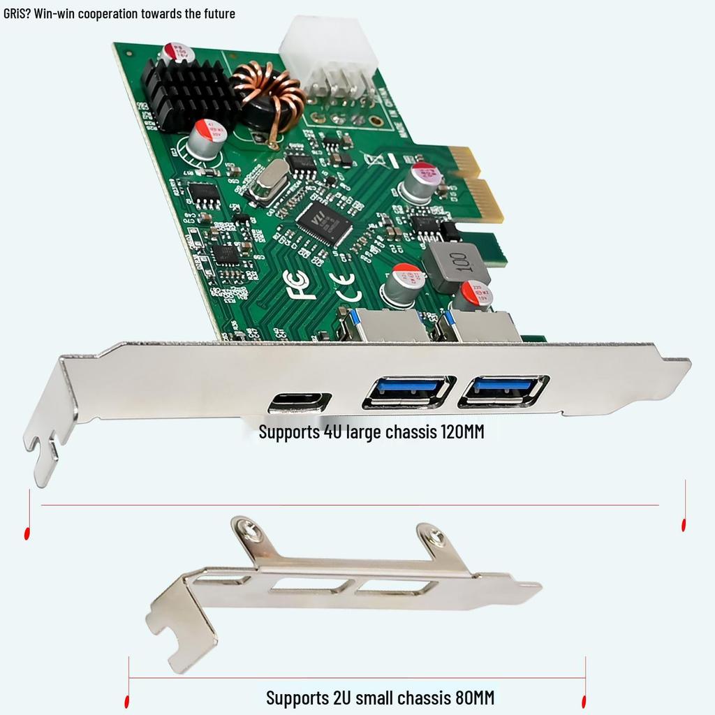 30W PD3.0 Fast Charging PCI-E USB-C 3.2 Adapter Card with 1C2A Combo (VIA805)