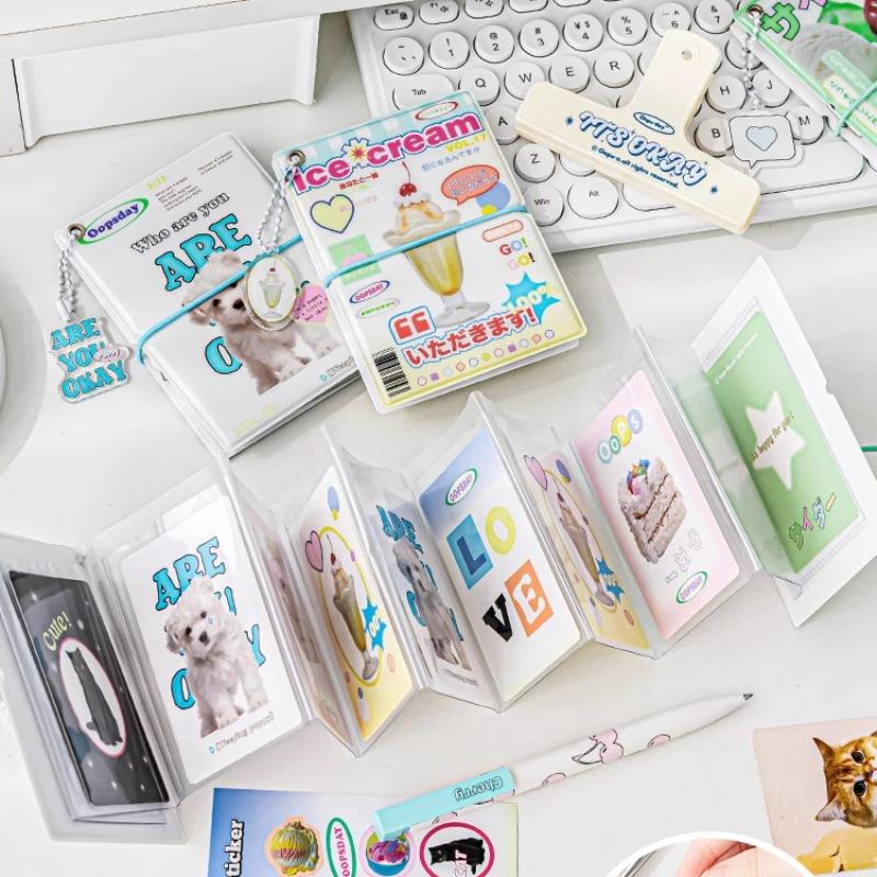 Kawaii Accordion Card Album Adorable Ice Cream PVC Photocard Album for 3 Inch Kpop Photo Japan Style Card Collection Books 2025