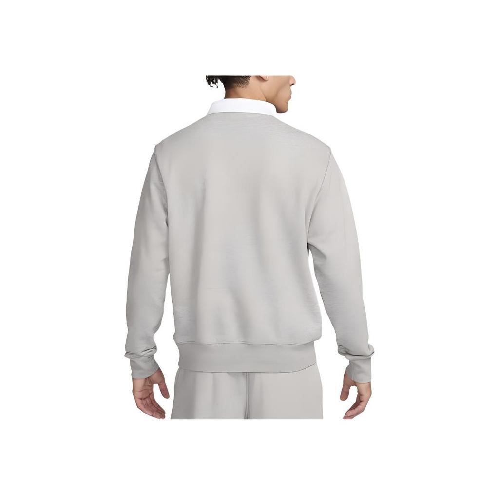 Nike Club Fleece Embroidered Logo Comfort Casual Long Sleeve Polo Men Tops Dark-Grey FN3112-063