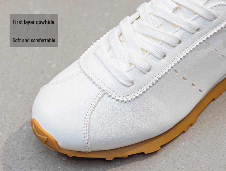 Frühling/Sommer Damen Weiße Rindsleder Schnür-Flache Freizeit-Sneakers