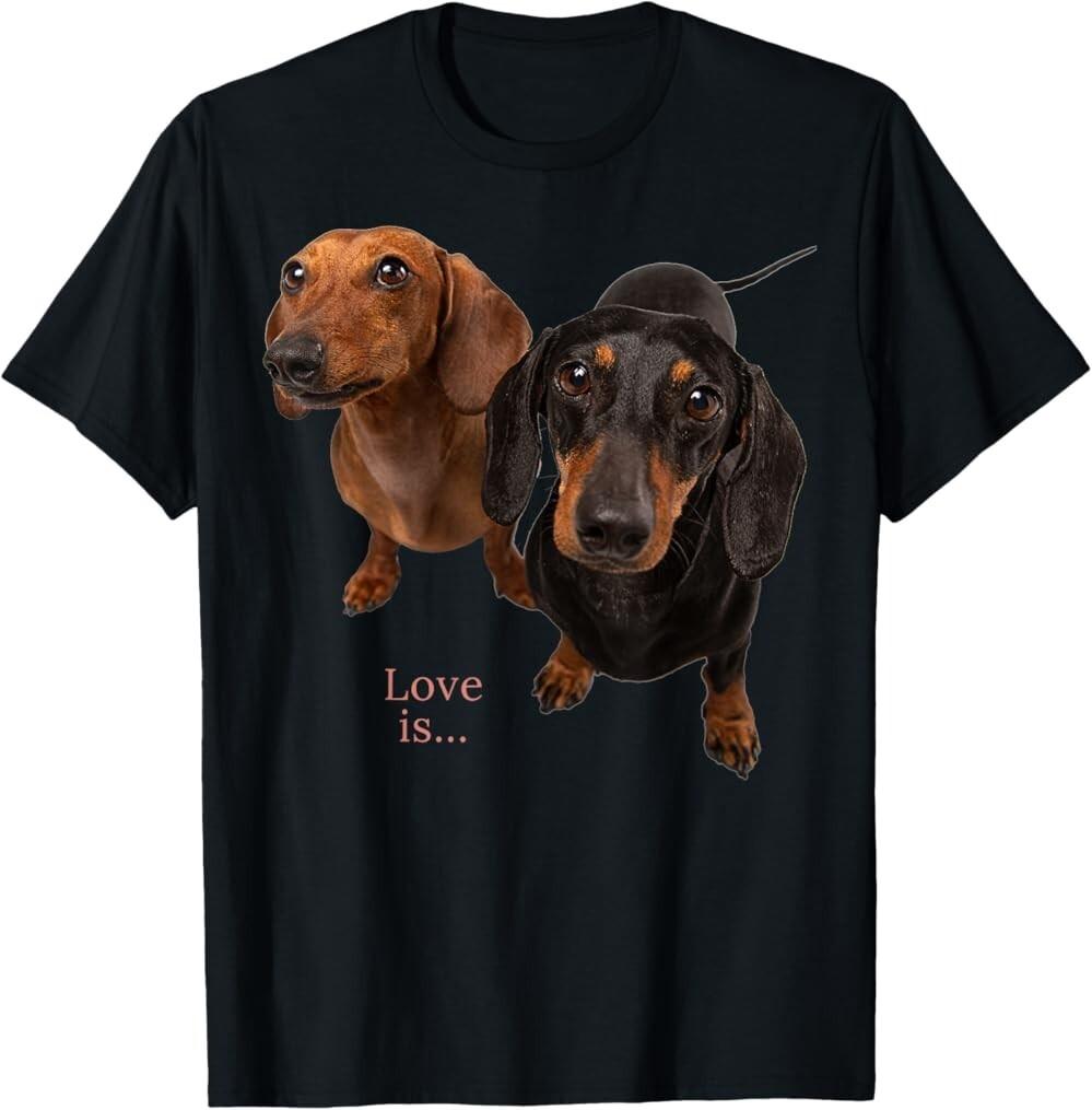 Dachshund Shirt Doxie Mom Dad Love Wiener Dog Puppy Cute Tee T-Shirt Unisex Tee S