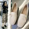 Fashion 2024 New Fashion Spring Women White Shoes Split Leather Short Heels Pumps Casual Loafers    Slip-on  shoes Size