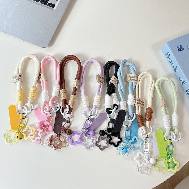 Dopamine Color Hollow Star Mobile Phone Case Clip Portable Rope Bold Braided Rope Lanyard Anti-Drop And Anti-Lost Keychain