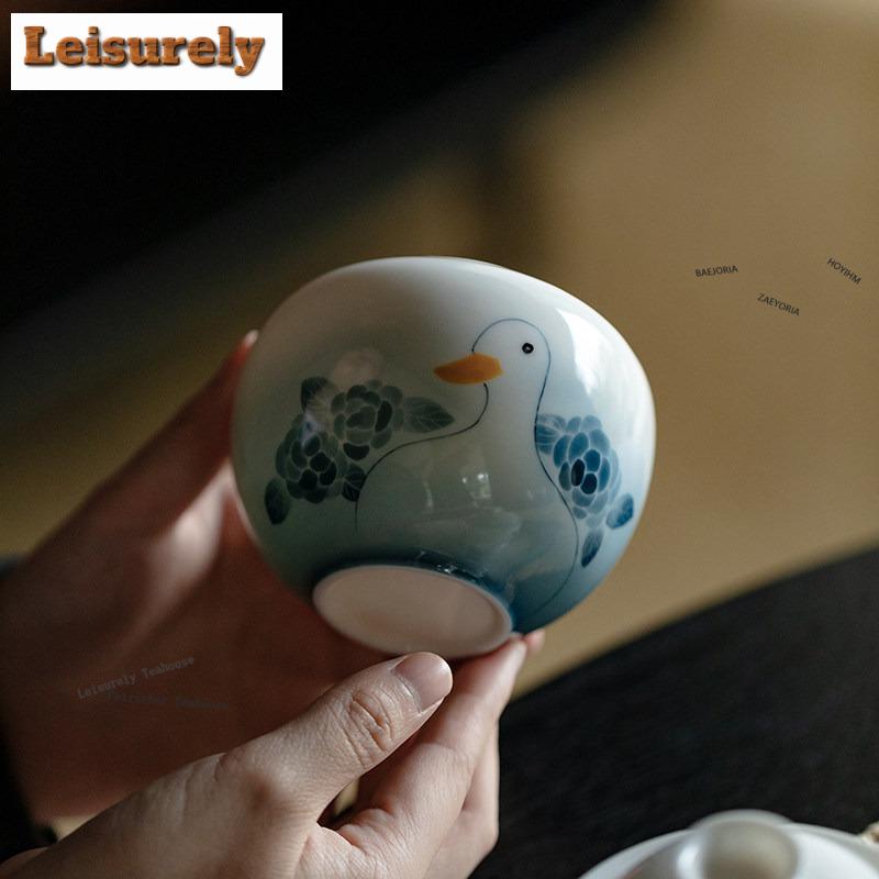 Hand-painted Lucky Duck Jianshui Tea Wash Writing-brush Washer Water Washing Slag Tank Household Chaxi Cafes Accessories Craft