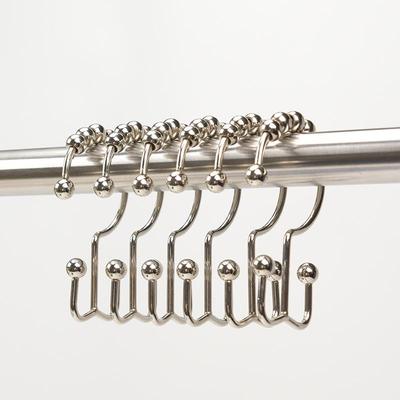 Mountain-Shaped Double Stainless Steel Shower Curtain Hooks with 8 Beads