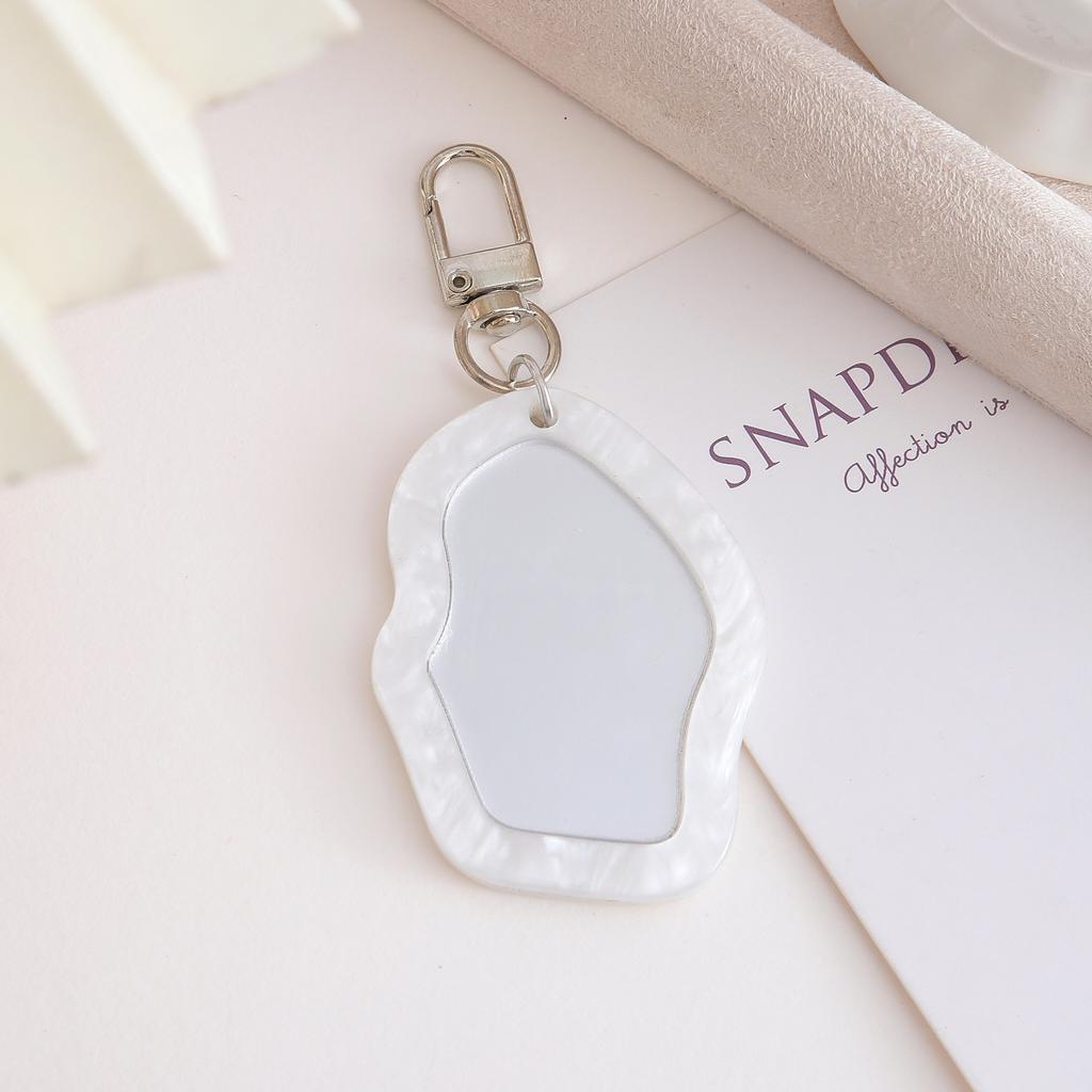 New Irregular Mini Makeup Mirror Keychain Resin Bag Charm Portable Touch-Up Mirror Pendant For Fashion Commute Purse Backpack